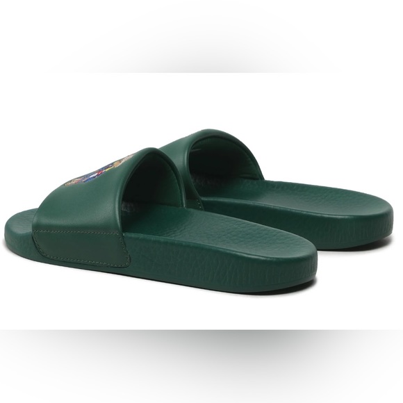 NWOB Polo Ralph Lauren Big Polo Bear Pool Slides Sandals Forest Green - Picture 7 of 8